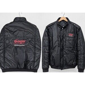 Vintage 90s Saugus Speedway Racing Bomber Jacket Mens XL MVP Corp Black Rare